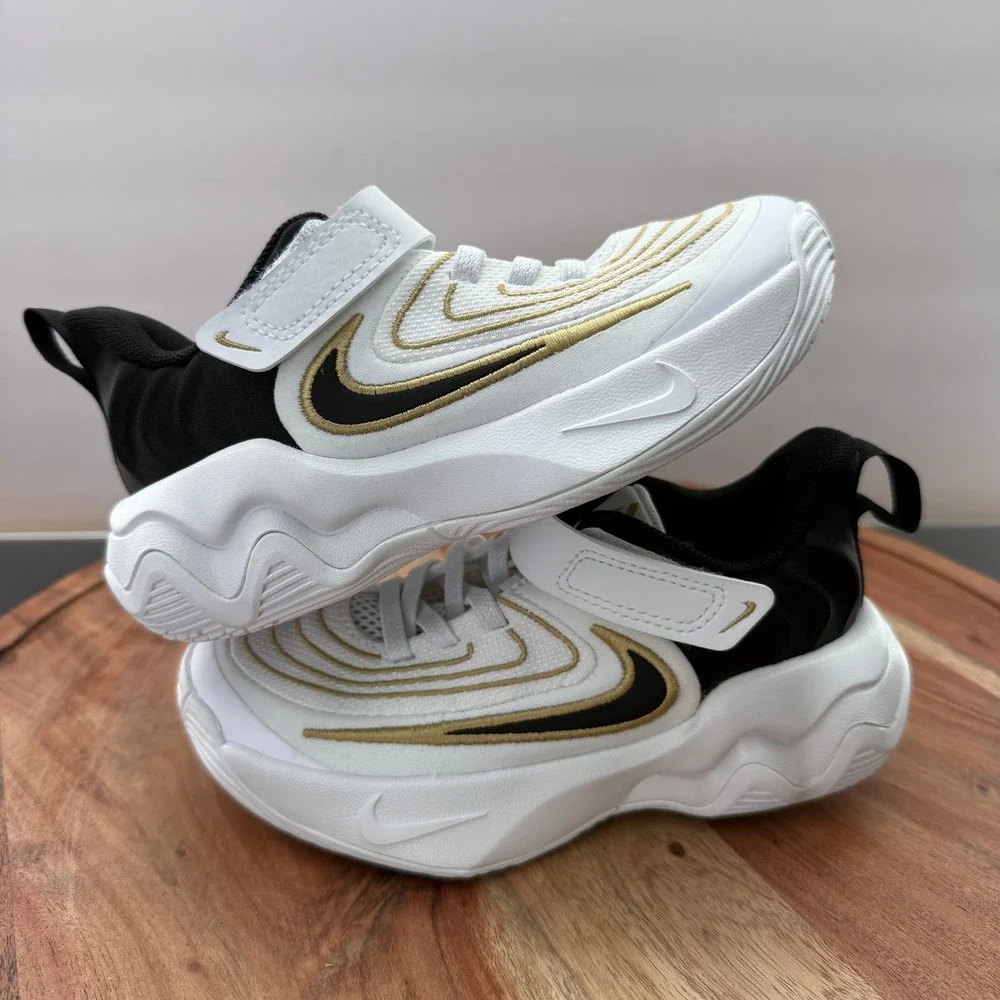 Nike Giannis Immortality 3 Kids Basketball Shoes White Black Gold FZ6733-100 11C